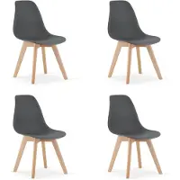 Leobert Stoel - - Kito - Donkergrijs/Natuurlijke poten - 46 x 54,5 x 80 cm - Set van 4