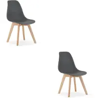 Leobert KITO Eetkamerstoelen – Set van 2 – Donkergrijs Kunststof – Naturelkleurige Kunststof Poten – Moderne Kuipstoel – Modern Design – Voor Eettafel, Keuken en Eetkamer