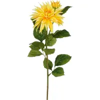 Mica Decorations Kunstbloem Dahlia Artistic - H74 cm - geel - kunststof - stelen kunstbloemen - boeket - bloemetjes