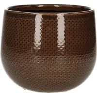 Mica Decorations Bloempot - bruin - keramiek - 16 x 14 cm - Plantenpotten