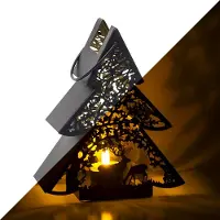 Décoris Waxinelichthouder kerst | 17 x 21 cm (Kerstboom, Binnen)