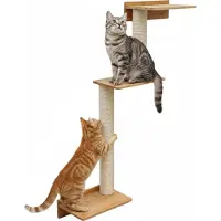 Eyepower 107 cm hoge wandkrabpaal met 3 plateaus voor katten - Sisal krabpaal voor wandmontage
