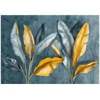 WALLARENA - Fotobehang - 400x280 cm - Fototapete met gouden bananenbladeren voor slaapkamer en salon, vliesbehang