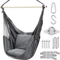 Markenlos Hangstoel Relax Swing, gemaakt van katoenen stof voor superieur comfort en duurzaamheid. Geschikt voor binnen- en buitengebruik, ideaal voor de slaapkamer, terras of tuin