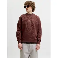 Jack & Jones Sweatshirt 'JJESoho' chocoladebruin / wit