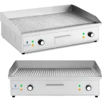 Royal Catering Dubbele elektrische grillplaat - 700 x 400 mm - Royal Catering - gegroefd - 4400 W