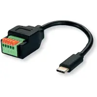 Roline kabeladapter USB Type-C stekker naar 5-polig aansluitblok, (drukknoppen)