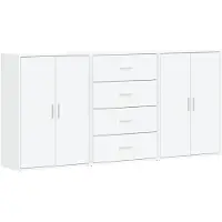 vidaXL Dressoirs 3 st 60x31x84 cm bewerkt hout wit