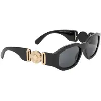 Versace Rechte Unisex Zwarte Donkergrijze Zonnebril
