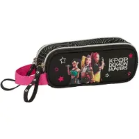 Safta K-Pop Demon Hunters Dubbele Etui - Pennenzak Energy - Kpop - Zwart. 21x8x6 cm.
