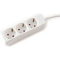 Value 3-voudige stekkerdoos zonder schakelaar, wit, 1,5 m