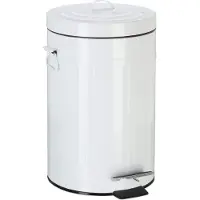 Relaxdays Vuilnisbak Vintage, afvalbak voor keuken of badkamer, van metaal, met trappelfunctie, opbergbak voor cosmetica, 12 liter, wit