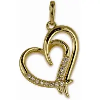 New Bling 9NBSAM-G210473 Gouden Hanger - Dames - Hartje - Zirkonia - 15,5 x 12,3 mm - 14 Karaat - Goud