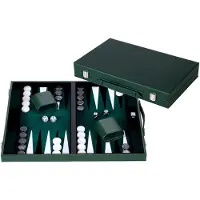 Longfield Backgammon 18 inch - Groen, Zwart & Wit Ingelegd Bord - Luxe Groene Koffer met Handvat - Engelhart