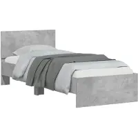 vidaXL Bedframe Wandgemonteerd met hoofdeinde Betongrijs Bewerkt hout