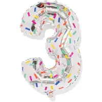 HEMA Folieballon cijfer 3 60cm confetti (nude)