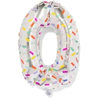 HEMA Folieballon cijfer 0 60cm confetti (multicolor)