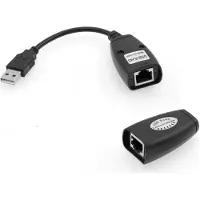 Microconnect USBEXT60M, Netwerkzender en -ontvanger, 60 meter, Cat5, Windows 7 Enterprise, Mac OS 9.0, Zwart