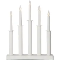 Star Trading kandelaar Plaat, wit, metaal, 5-vlam, hout, 45cm