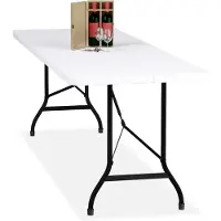 Relaxdays tuintafel inklapbaar - 75 x 220 x 68 cm - kunststof tafelblad - draaggreep - wit