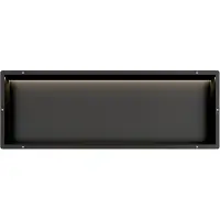 Guido Gusto Mat Zwart RVS Inbouwnis 30x90x7cm met tegelflens en LED verlichting