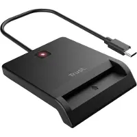 Trust Primo Smartcardlezer - Voor identiteitsbewijzen - eID Kaartlezer - Kaartlezer - USB-C - Zwart
