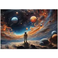 WALLARENA - Fotobehang - 300x210 cm - kosmonaut, planeten, galactisch thema, kindertapijt voor jongens