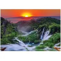 WALLARENA - Fotobehang - 300x210 cm - 3D waterval zon uitzicht woonkamer slaapkamer muurdecoratie