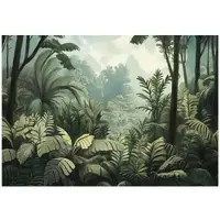 WALLARENA - Fotobehang - 250x175 cm - Jungle thema, groene kleur, geschikt voor slaapkamer en salon, vliesbehang