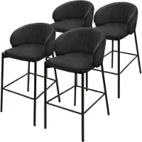 ML-Design Barkruk set van 4 antraciet 50x101x54 cm met rugleuning en voetensteun tot 120 kg