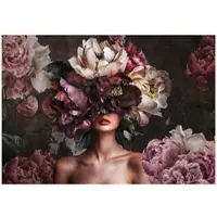 WALLARENA - Fotobehang - 300x210 cm - Vintage vrouw met bloemen voor slaapkamer en salon, vliesbehang