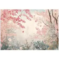 WALLARENA - Fotobehang - 150x105 cm - Roze bos natuur fototapet voor slaapkamer en salon, vliesbehang