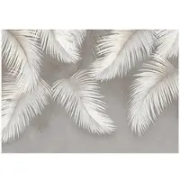 WALLARENA - Fotobehang - 250x175 cm - bladeren, hangende veren, beton, muurdecoratie, slaapkamer, woonkamer