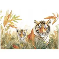 WALLARENA - Fotobehang - 200x140 cm - fotobehang voor kinderen met een tijger en dieren voor de kinderkamer