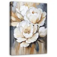 WALLARENA - Canvas schilderij - 120x80 cm - 3D bloemen abstract voor slaapkamer, woonkamer, keuken op doek