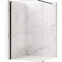 REA Flexi Transparent 70 - Transparant Glas 8 Mm - Douchewand - Zwart120X70X195Cm