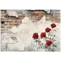 WALLARENA - Fotobehang - 200x140 cm - Fototapete met onderkant, bloemen en pleister voor slaapkamer en salon van vliesbehang