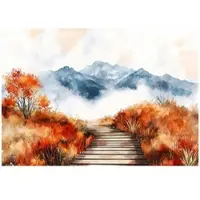 WALLARENA - Fotobehang - 350x250 cm - bergen natuur landschap pop art voor slaapkamer woonkamer