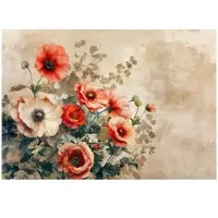 WALLARENA - Fotobehang - 250x175 cm - vintage bloemen beton beige voor slaapkamer en woonkamer