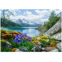WALLARENA - Fotobehang - 300x210 cm - Fototapete landschap meer bergen slaapkamer woonkamer vliesbehang