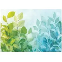 WALLARENA - Fotobehang - 200x140 cm - Fototapete met bladeren in groen en blauw voor slaapkamer en salon, vliesbehang