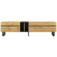 OKWISH TV-Lowboard – Modern Minimalistisch – 1 Klapvak + 2 Deuren – Zonder LED – Open Vak En Opbergruimte – Spaanplaat Notenbruin – 180×38×45 cm