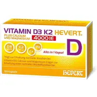 Hevert Arzneimittel GmbH & Co. KG Vitamine D3 K2 Hevert + Calcium & Magnesium, 4000 IE, 120 capsules