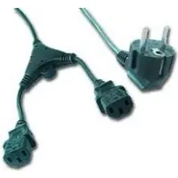 Cablexpert 2x C13 - CEE 7/7 (haaks) Y-stroomkabel - 1,55m + 2x 0,45m - 3x 1,00mm / zwart - 2 meter