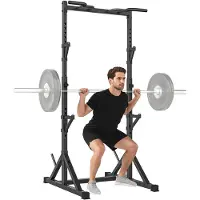 SPORTNOW Barbell Squat Rack-Stahl-122L x 100B x 201-217H cm-Schwarz