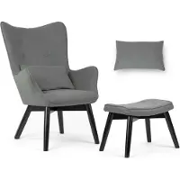 Sofotel Norse Fauteuil "Oorfauteuil" met Voetenbank – Grijs