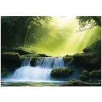 WALLARENA - Fotobehang - 150x105 cm - 3D waterval boslandschap voor slaapkamer en woonkamer