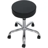 MCW Werkkruk -E47, cosmetische kruk, met wielen, kunstleer, MVG-gecertificeerd ~ zwart, 2 stuks