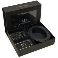 Armani Exchange Heren Leren riemset met twee zwarte lussen (OSFA), Casual, Leer XM000185AF11958MC038