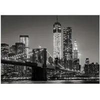WALLARENA - Fotobehang - 200x140 cm - zwart-wit stad 's nachts, brug voor slaapkamer en salon